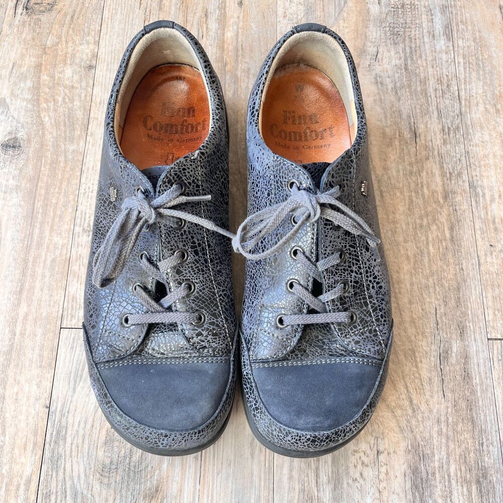 Finn Comfort Ikebukuro Blue Sneakers Womens Size 7.5 Walking Shoes Leather